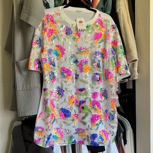 Multicolored Sequin Shirt Dress